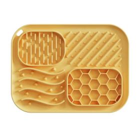 Silicone Pet Licking Mat, 4 Zones Slow Feeder Mat With Strong Suction Cups For Dogs & Cats, Anxiety Relief Lick Pad For Bathing, Grooming & Feedi (Option: Yellow)