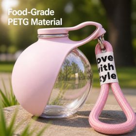 Portable Dog Water Bottle, 285ml BPA Free PETG Pet Travel Water Bottle With Foldable Silicone Bowl, Leak Proof Hands-Free Collar Clip Design For (Option: PINK)